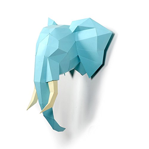 Trofeo testa di elefante di carta, origami, 3D Puzzle